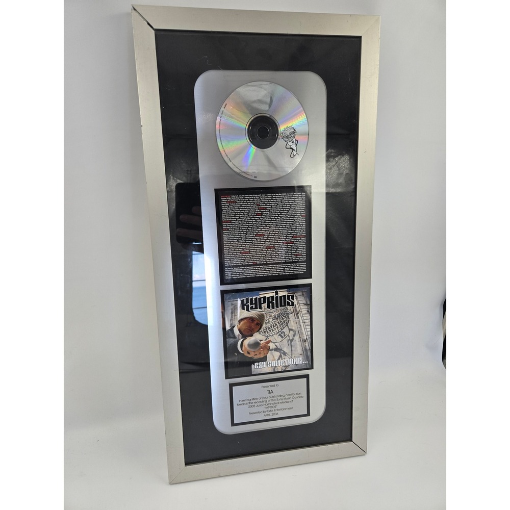 Kypreos Say Something 2005 Juno Awards Platinum Record Award Plaque